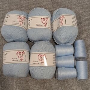 Menca Aurum Cashmere Yarn for hand knitting crochet Craft Light Blue